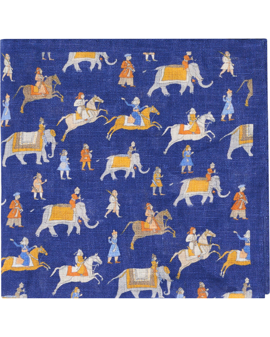 Herre | Amanda Christensen Linen Printed Pocket Square Navy | Amanda Christensen | Linen Printed Pocket Square Navy