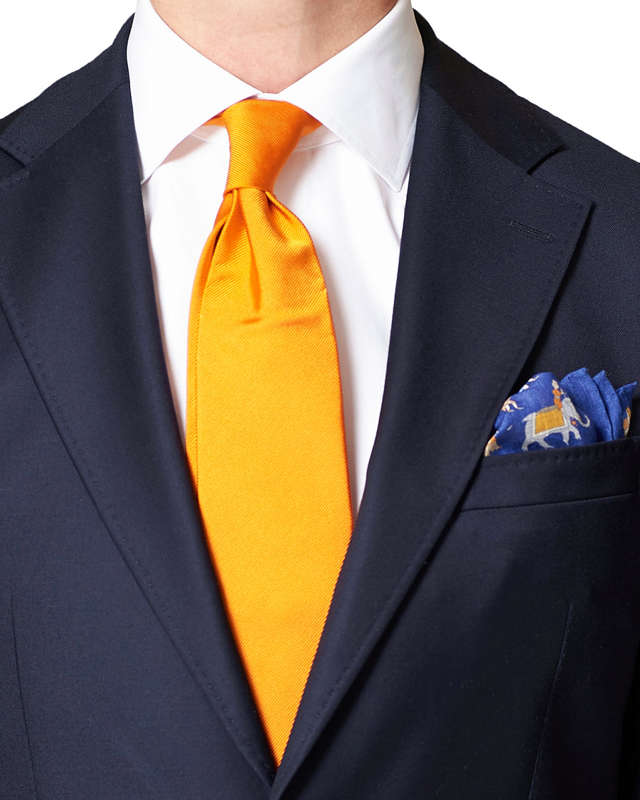 Herre | Amanda Christensen Linen Printed Pocket Square Navy | Amanda Christensen | Linen Printed Pocket Square Navy
