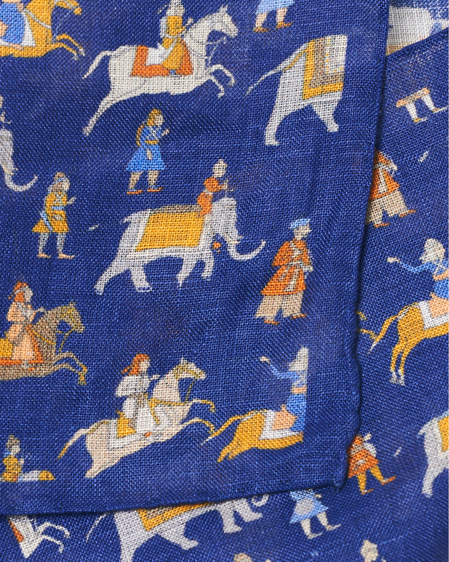 Herre | Amanda Christensen Linen Printed Pocket Square Navy | Amanda Christensen | Linen Printed Pocket Square Navy