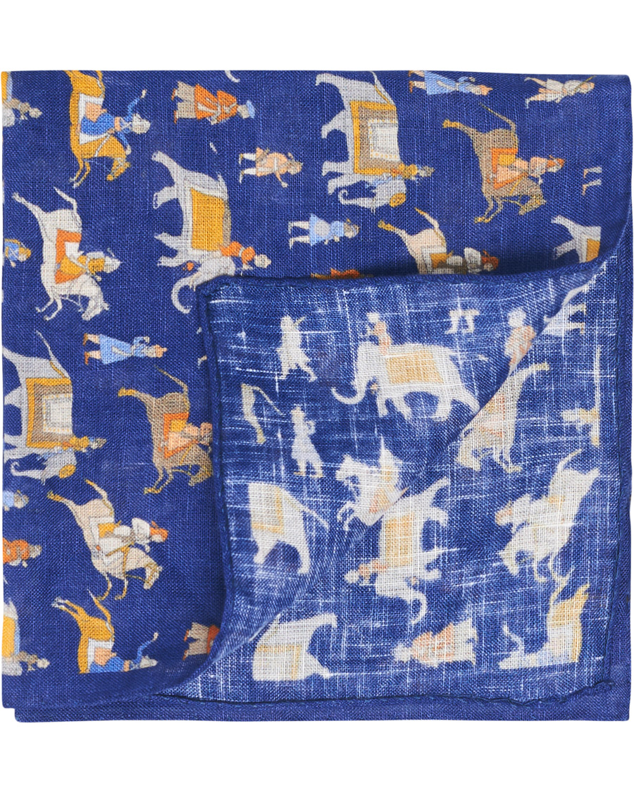 Herre | Amanda Christensen Linen Printed Pocket Square Navy | Amanda Christensen | Linen Printed Pocket Square Navy