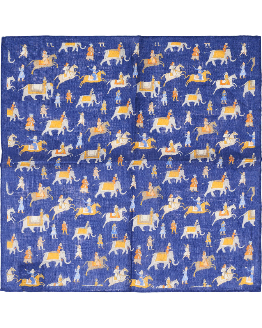 Herre | Amanda Christensen Linen Printed Pocket Square Navy | Amanda Christensen | Linen Printed Pocket Square Navy