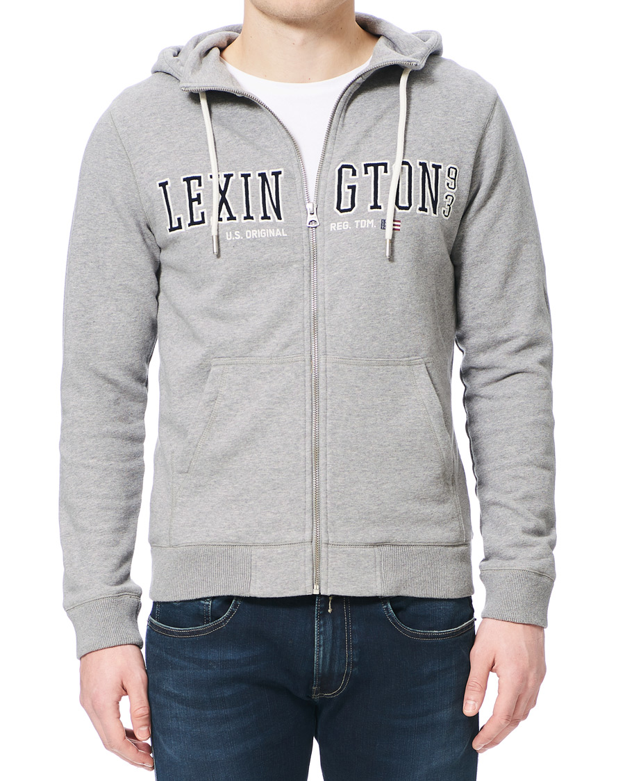 Herre | Trøjer | Lexington | Michael Full Zip Logo Hoodie Grey Melange