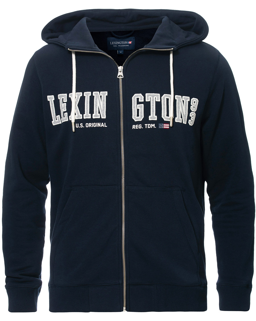 Herre | Trøjer | Lexington | Michael Full Zip Logo Hoodie Dark Blue