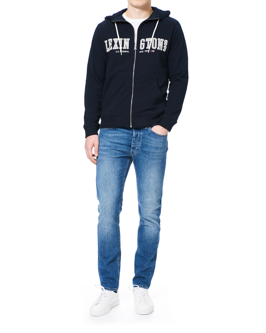 Herre | Trøjer | Lexington | Michael Full Zip Logo Hoodie Dark Blue