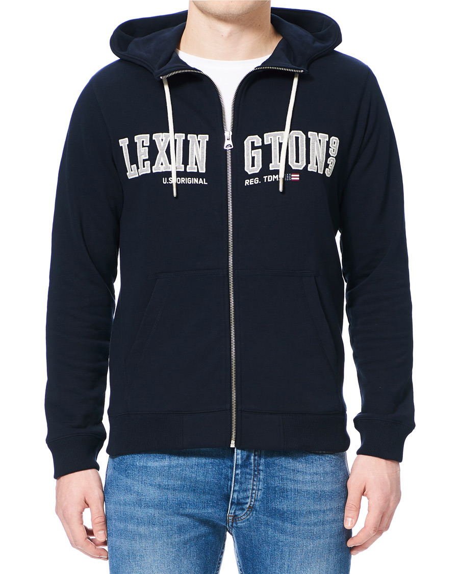Herre | Trøjer | Lexington | Michael Full Zip Logo Hoodie Dark Blue