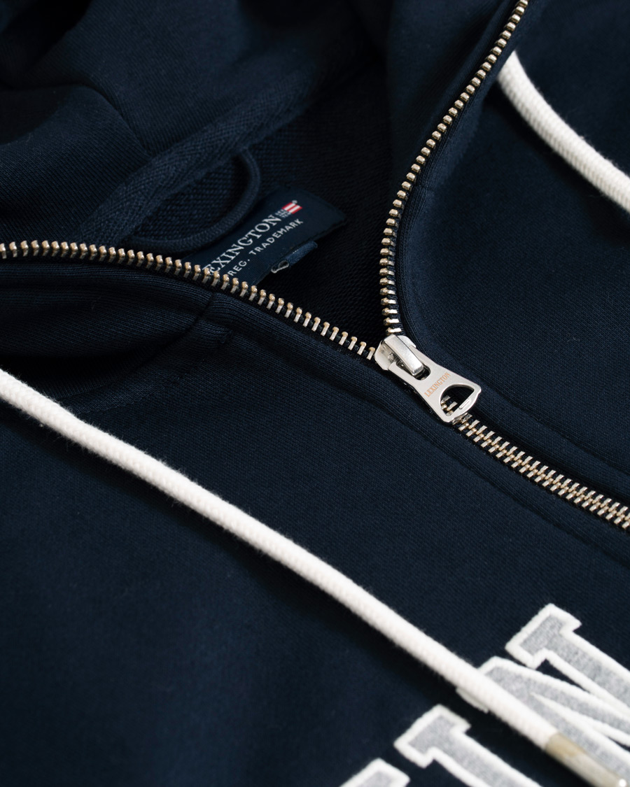 Herre | Trøjer | Lexington | Michael Full Zip Logo Hoodie Dark Blue