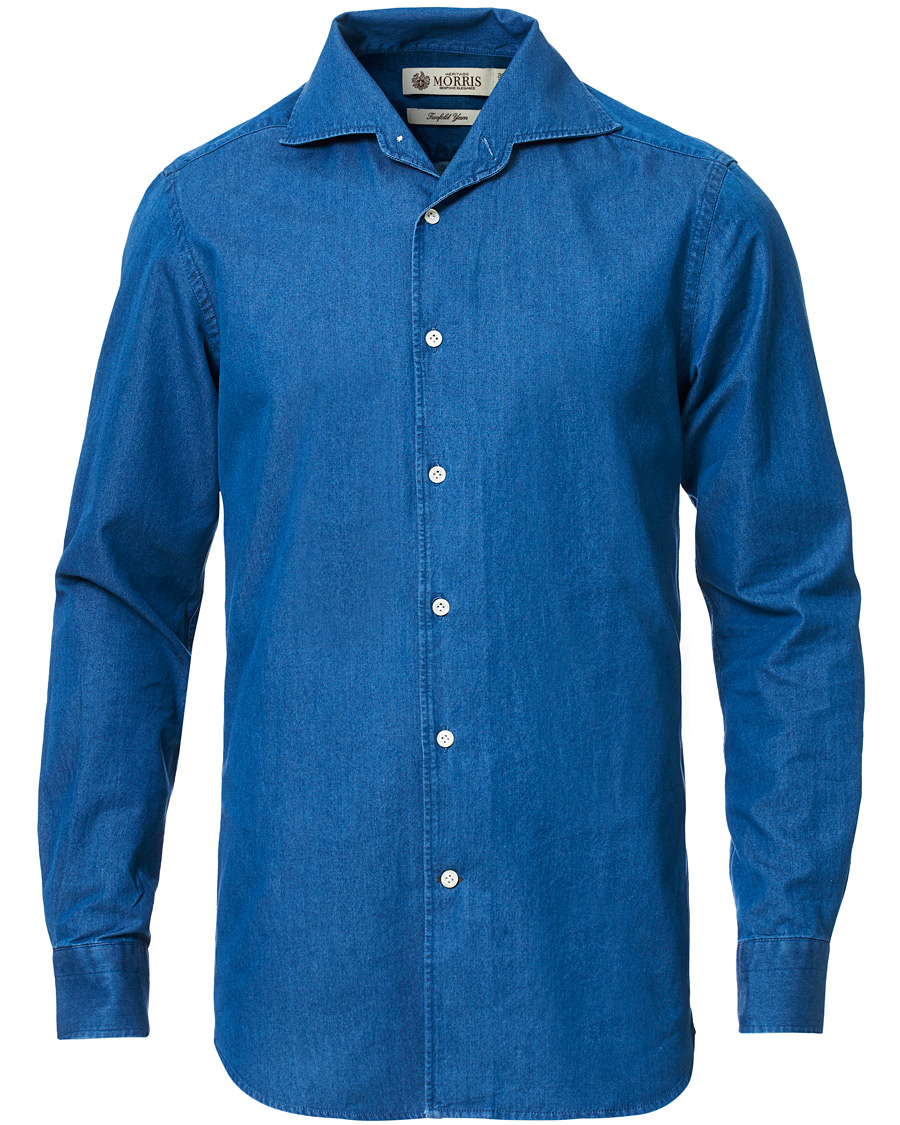 Herre | Skjorter | Morris Heritage | One Piece Cut Away Collar Indigo Blue