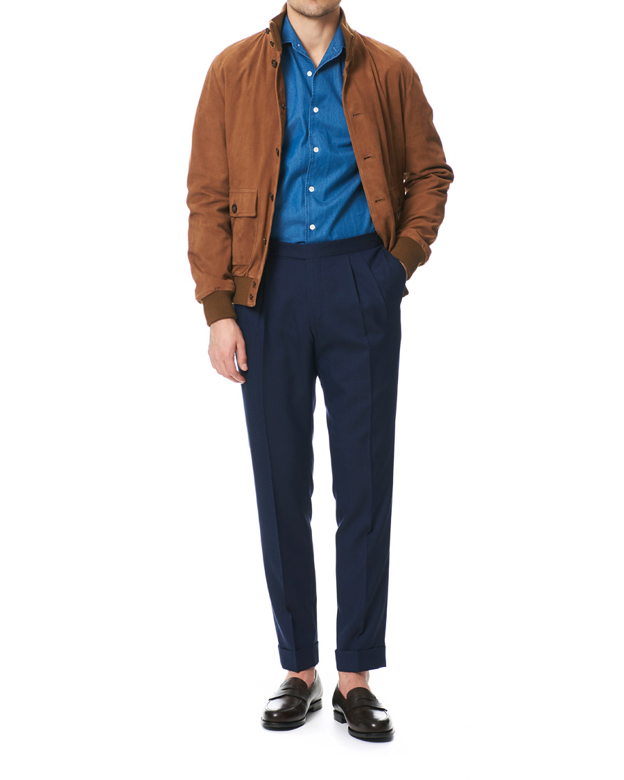 Herre | Skjorter | Morris Heritage | One Piece Cut Away Collar Indigo Blue