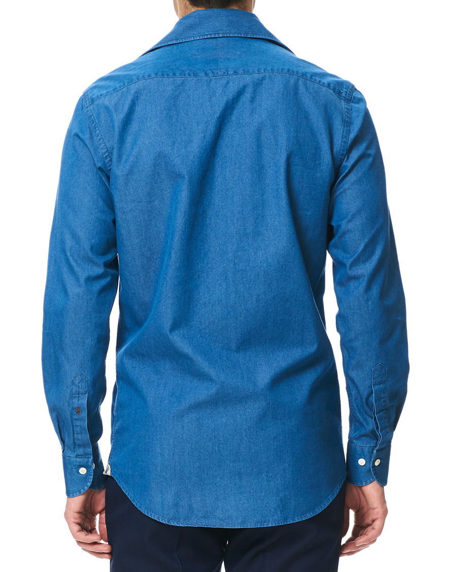 Herre | Skjorter | Morris Heritage | One Piece Cut Away Collar Indigo Blue