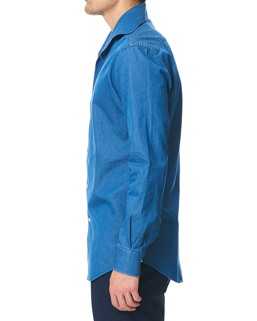 Herre | Skjorter | Morris Heritage | One Piece Cut Away Collar Indigo Blue