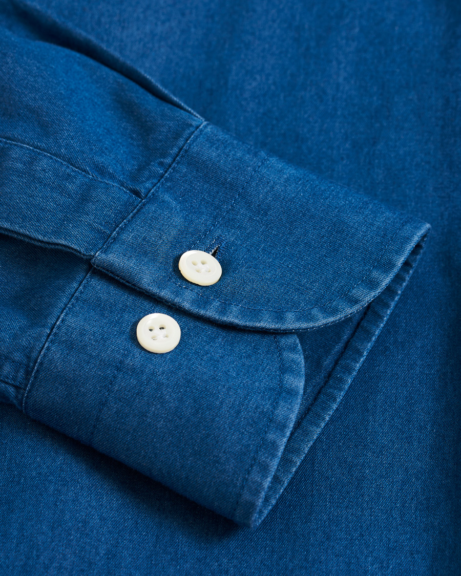 Herre | Skjorter | Morris Heritage | One Piece Cut Away Collar Indigo Blue