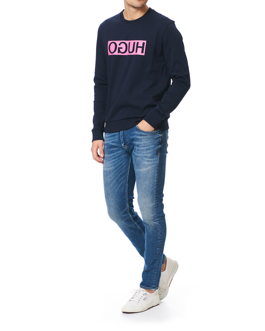 Herre | Trøjer | HUGO | Dicago Crew Neck Logo Sweatshirt Dark Blue