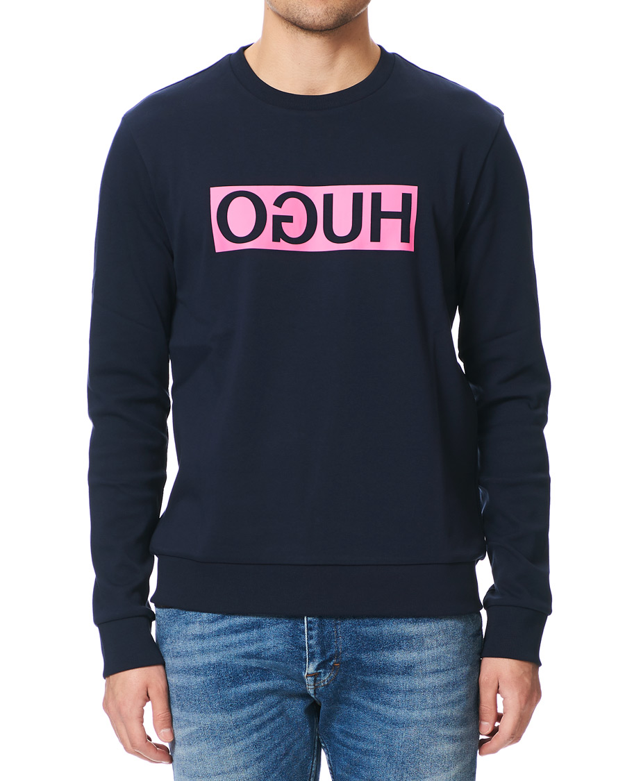 Herre | Trøjer | HUGO | Dicago Crew Neck Logo Sweatshirt Dark Blue