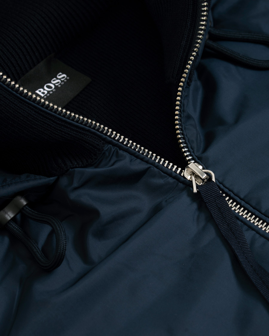 Herre | Jakker | BOSS BLACK | BOSS Ofabio Hybrid Knitted Full-Zip Hoodie Dark Blue