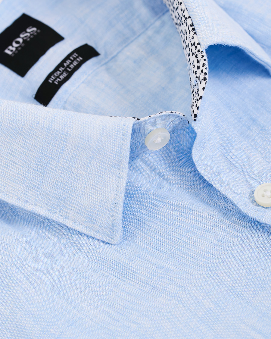 Herre | Skjorter | BOSS BLACK | BOSS Lukas Linen Shirt Light Blue