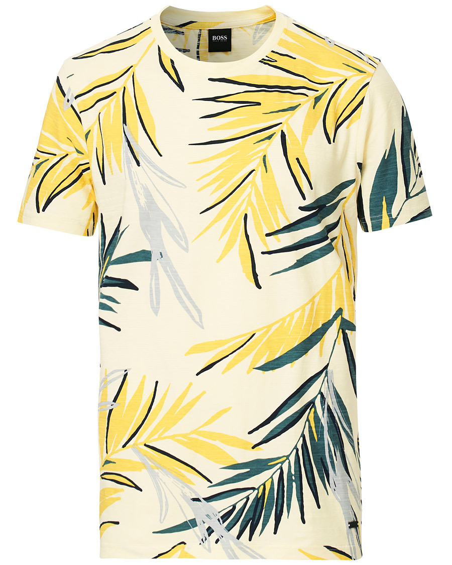 Herre | T-Shirts | BOSS ORANGE | BOSS Casual Teleaf Printed Tee Yellow