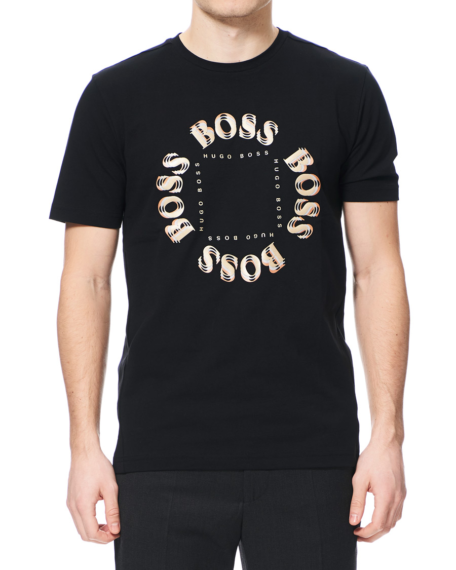Herre | T-Shirts | BOSS GREEN | BOSS Athleisure Circle Logo Tee Black/Gold
