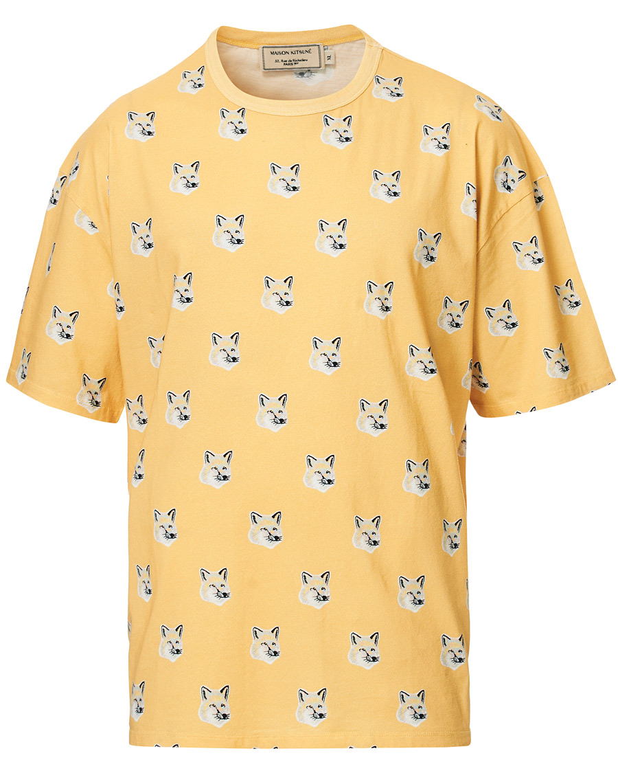 Herre | T-Shirts | Maison Kitsuné | All Over Pastel Fox Head T-shirt Yellow