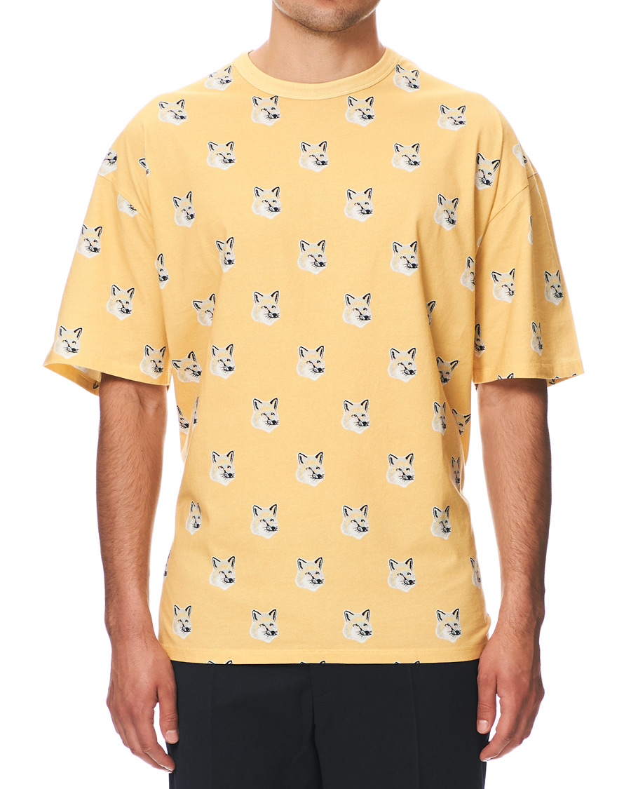 Herre | T-Shirts | Maison Kitsuné | All Over Pastel Fox Head T-shirt Yellow