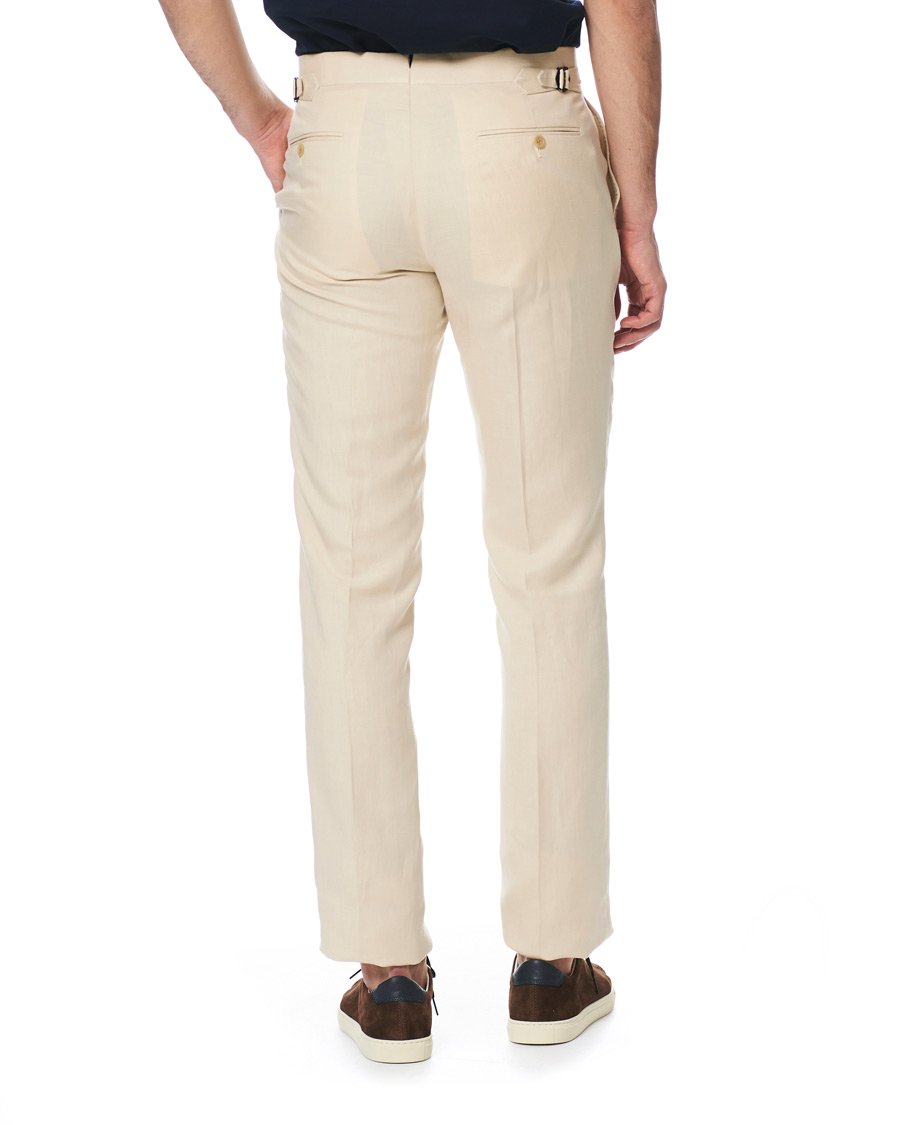 Herre | Bukser | Ralph Lauren Purple Label | Side-Adjuster Linen/Silk Trousers Beige