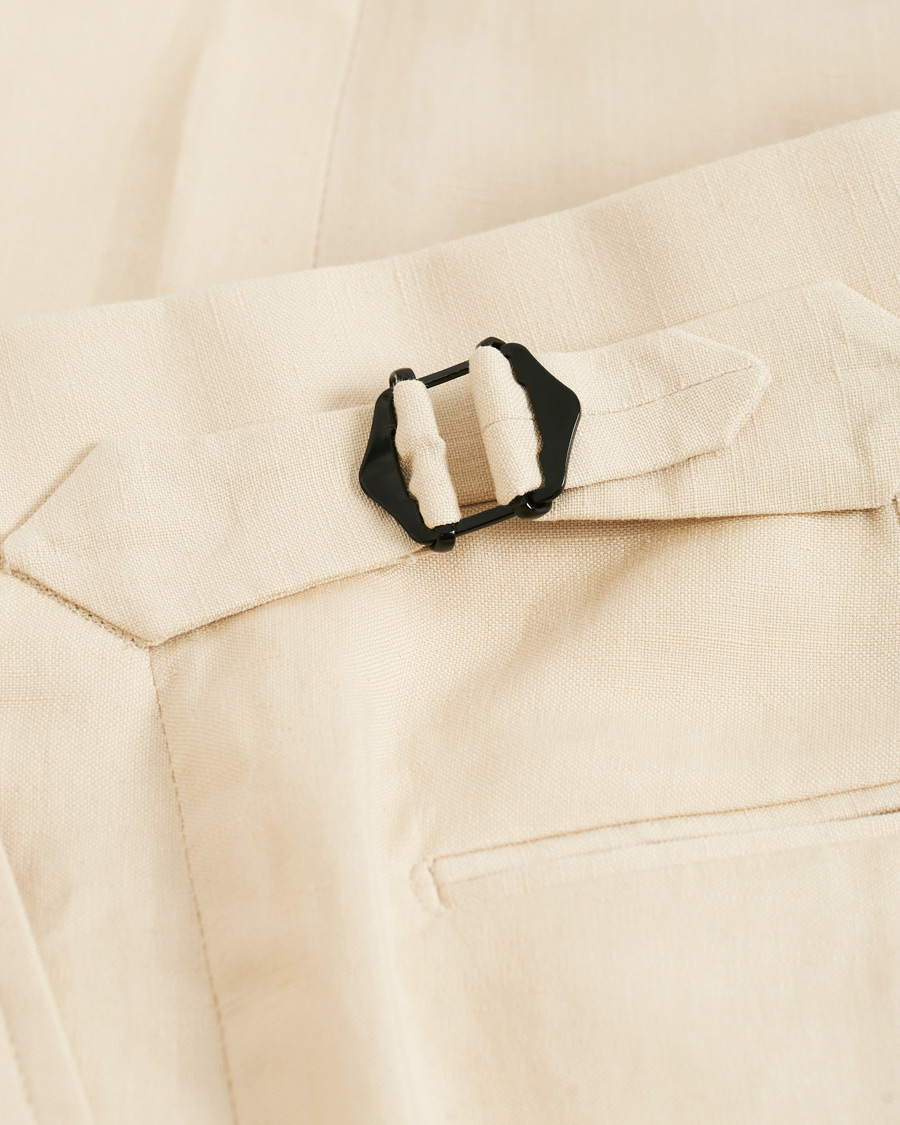 Herre | Bukser | Ralph Lauren Purple Label | Side-Adjuster Linen/Silk Trousers Beige