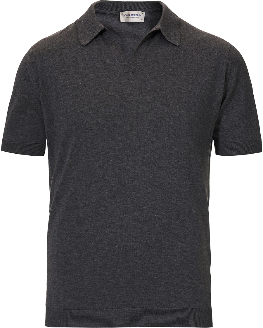 Herre | Polotrøjer | John Smedley | Noah Skipper Collar Sea Island Polo Charcoal