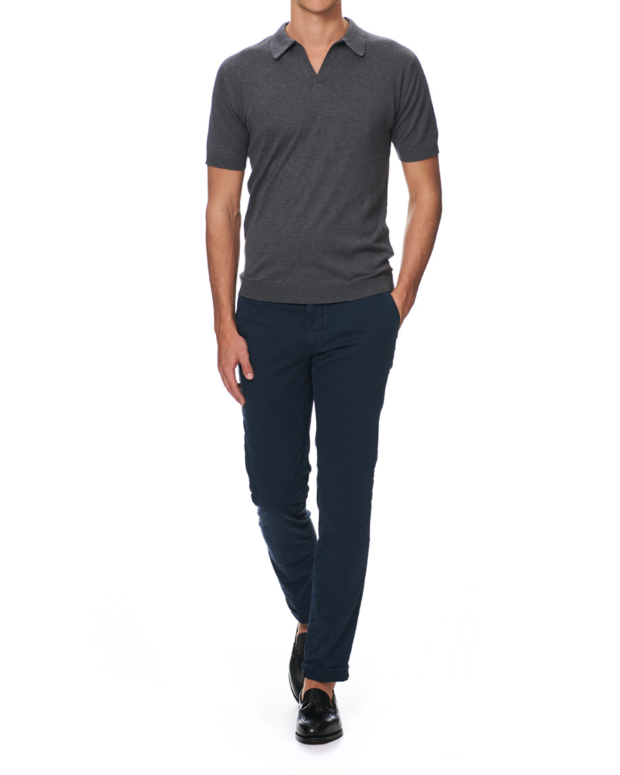 Herre | Polotrøjer | John Smedley | Noah Skipper Collar Sea Island Polo Charcoal