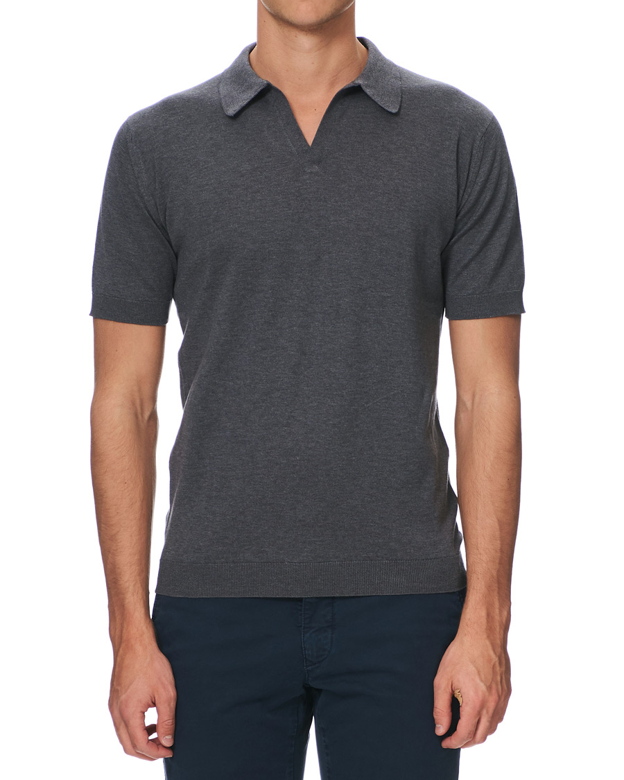 Herre | Polotrøjer | John Smedley | Noah Skipper Collar Sea Island Polo Charcoal