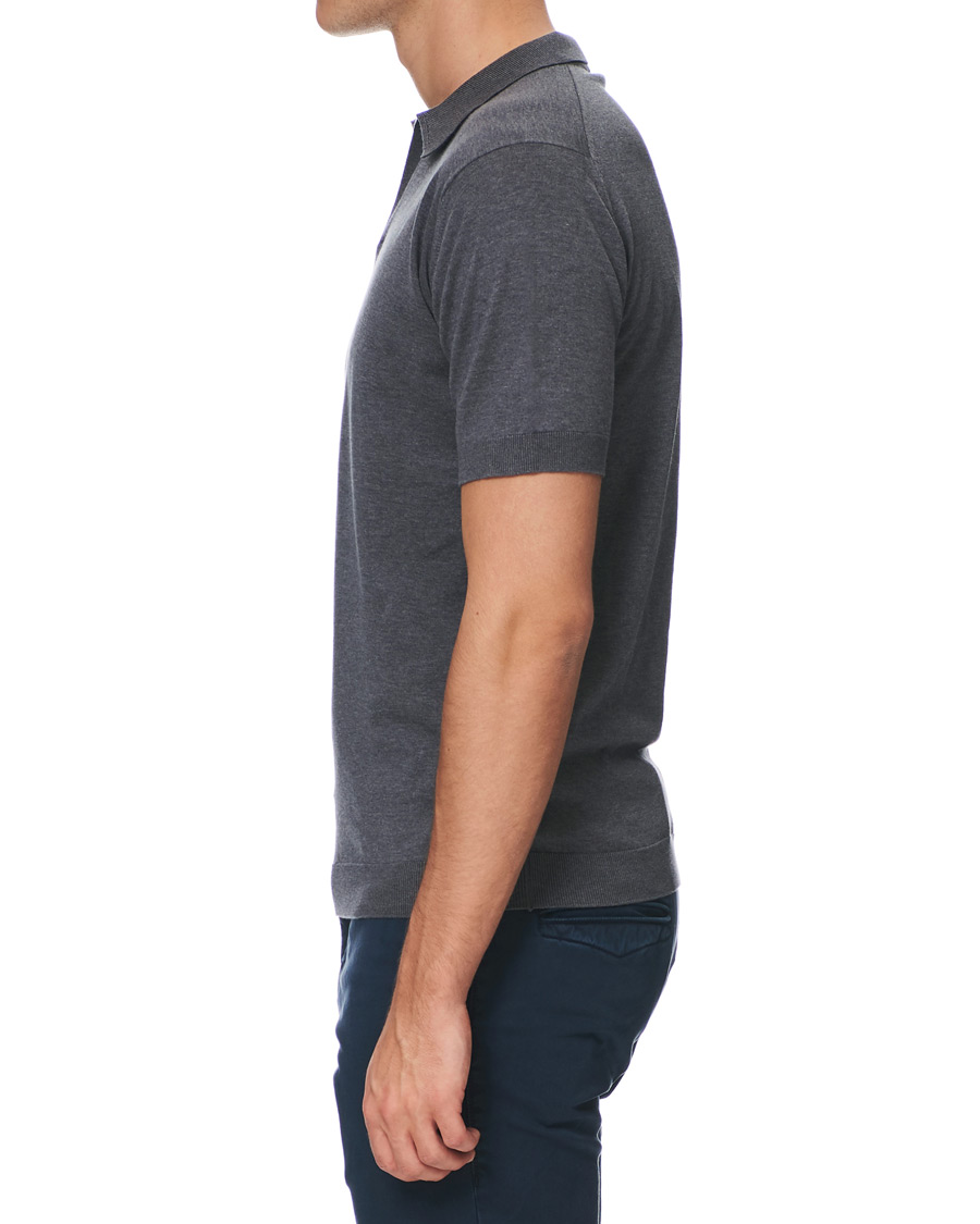 Herre | Polotrøjer | John Smedley | Noah Skipper Collar Sea Island Polo Charcoal