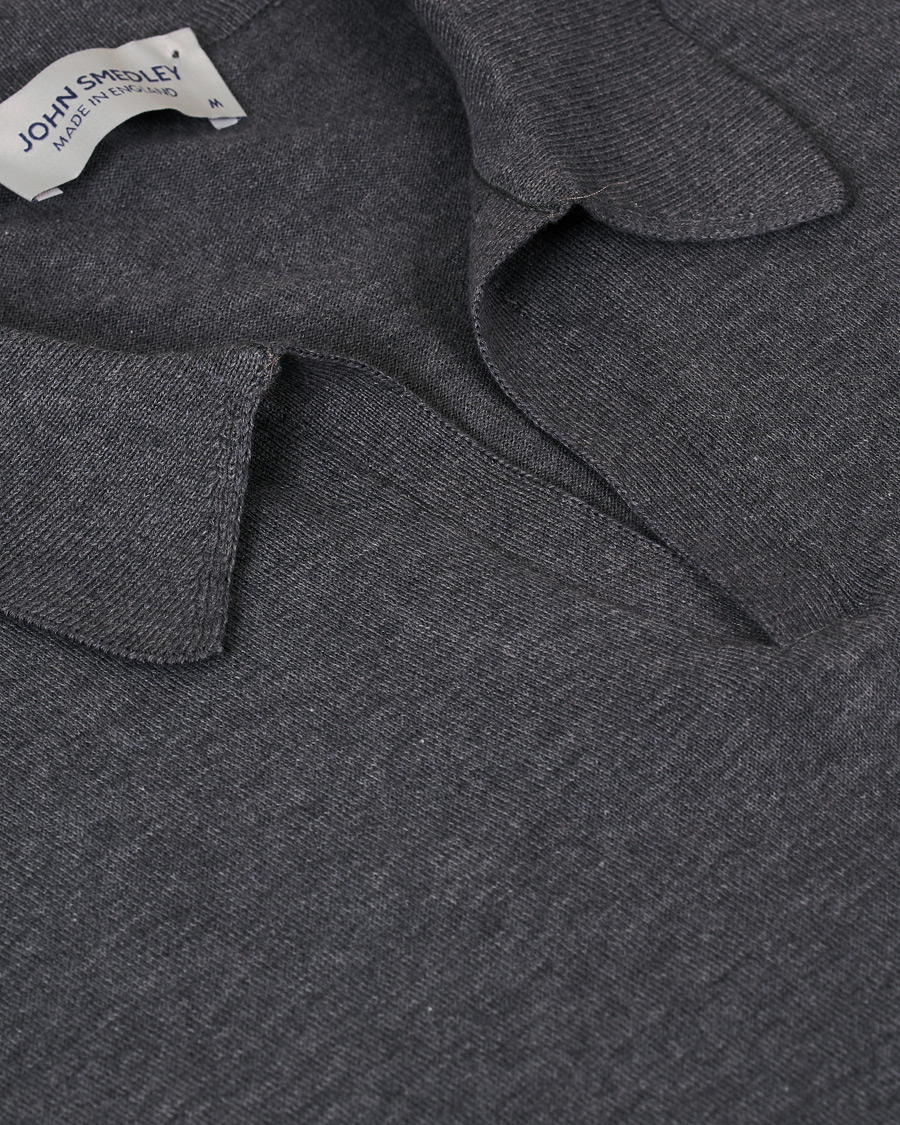 Herre | Polotrøjer | John Smedley | Noah Skipper Collar Sea Island Polo Charcoal