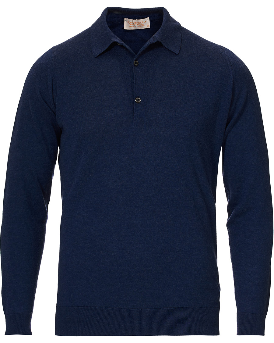 Herre | Trøjer | John Smedley | Lanley Cotton/Cashmere Polo Pullover Indigo