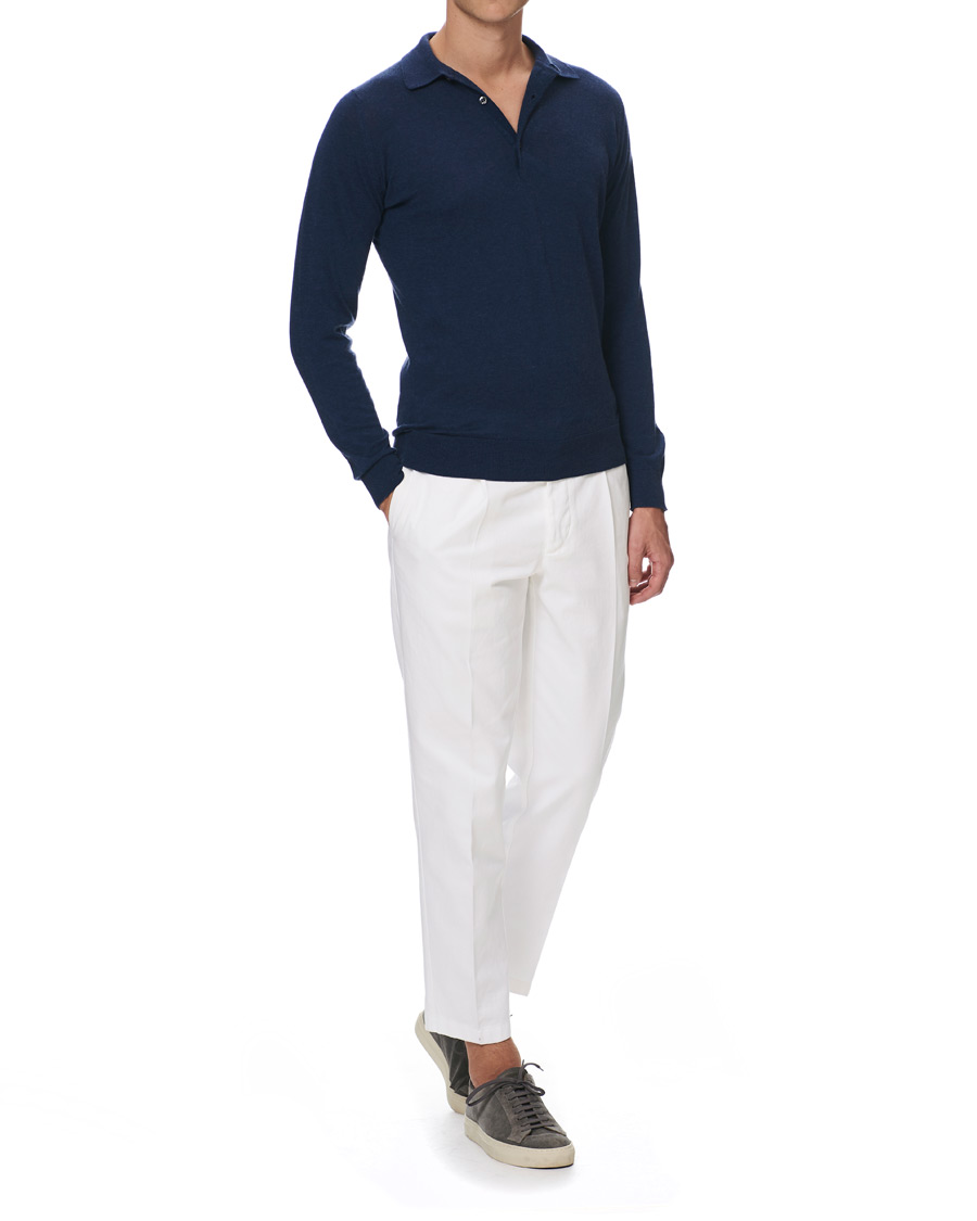 Herre | Trøjer | John Smedley | Lanley Cotton/Cashmere Polo Pullover Indigo
