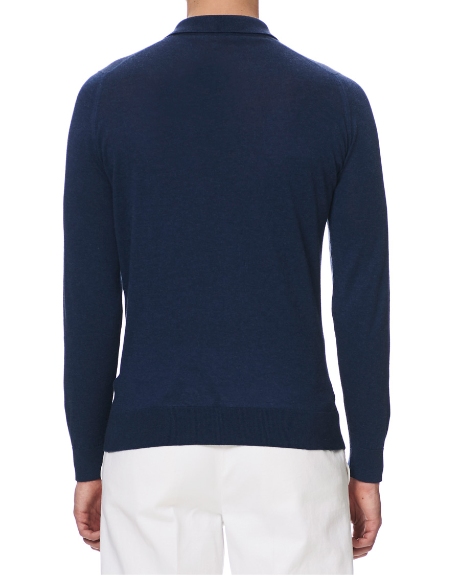 Herre | Trøjer | John Smedley | Lanley Cotton/Cashmere Polo Pullover Indigo