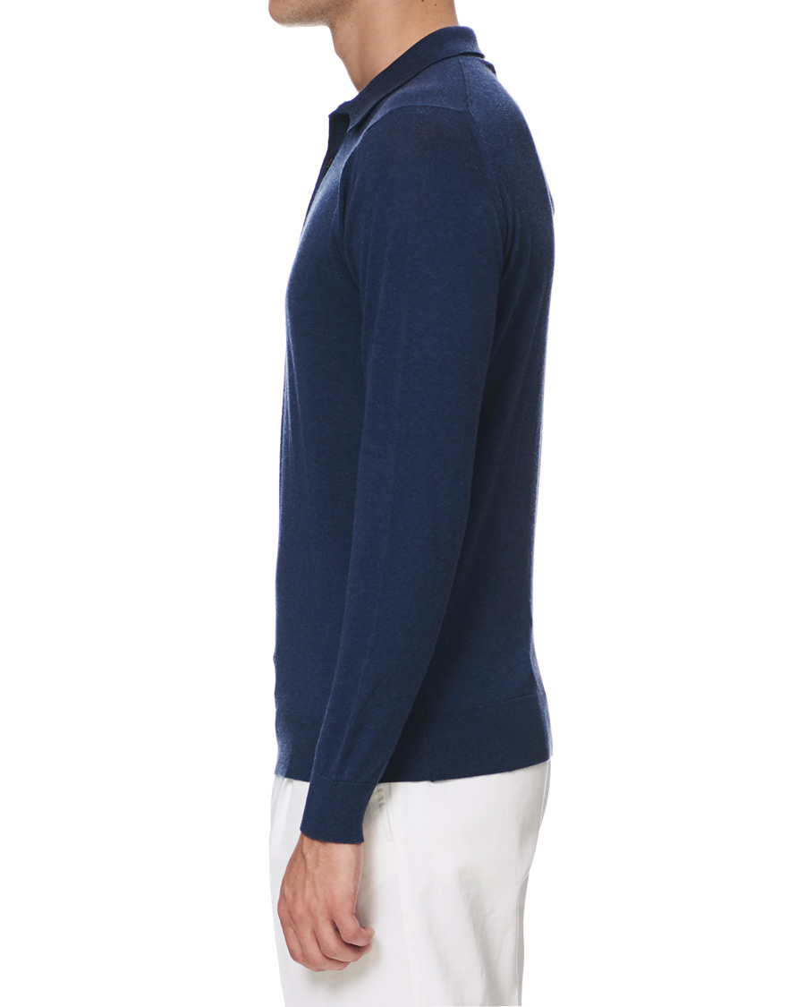 Herre | Trøjer | John Smedley | Lanley Cotton/Cashmere Polo Pullover Indigo