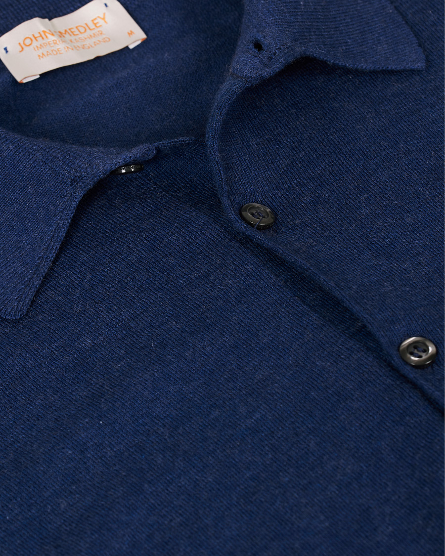 Herre | Trøjer | John Smedley | Lanley Cotton/Cashmere Polo Pullover Indigo