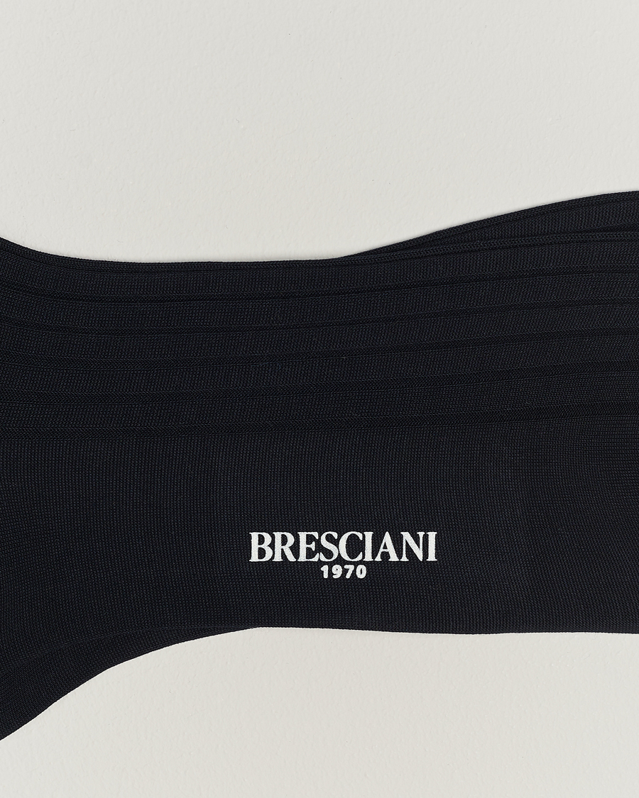 Herre | Strømper | Bresciani | Cotton Ribbed Short Socks Navy