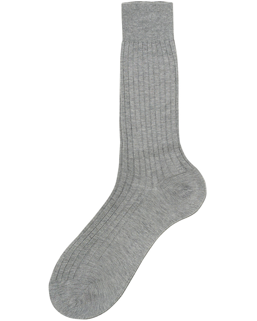 Herre | Undertøj | Bresciani | Cotton Ribbed Short Socks Light Grey