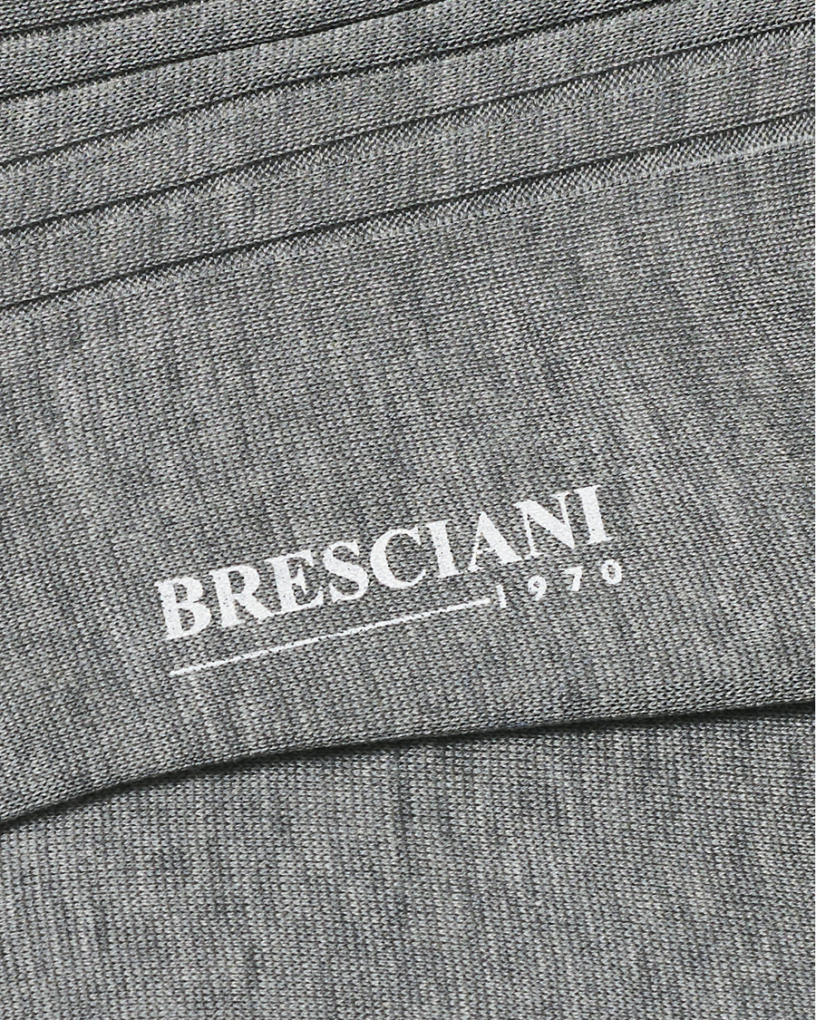 Herre | Undertøj | Bresciani | Cotton Ribbed Short Socks Light Grey
