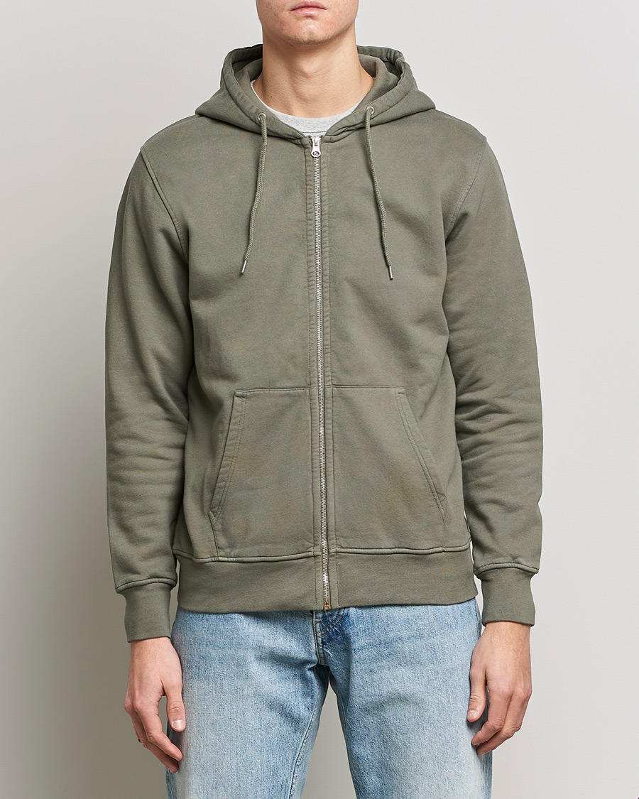 Herr | Huvtröjor | Colorful Standard | Classic Organic Full Zip Hood Dusty Olive