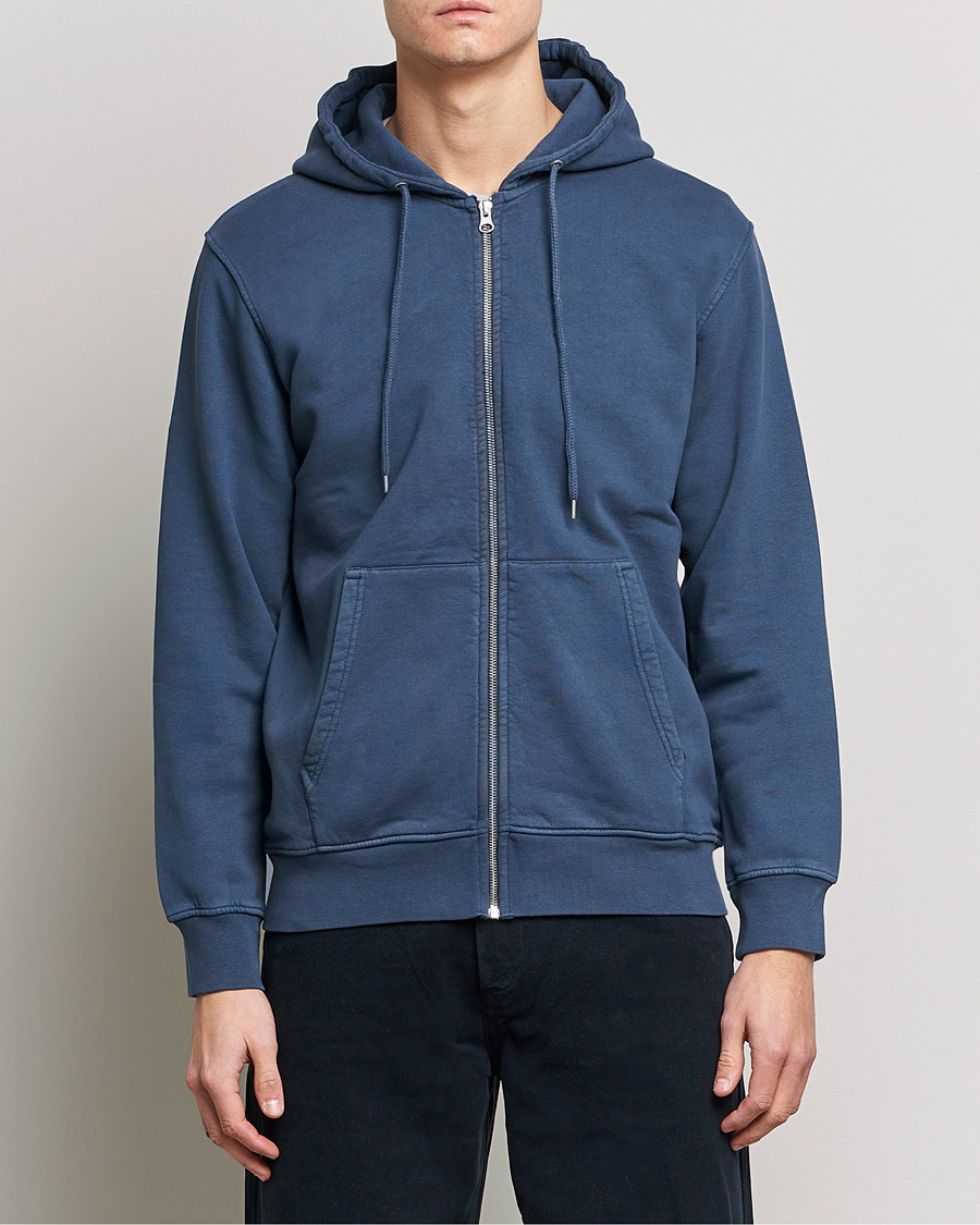 Herre | Colorful Standard | Colorful Standard | Classic Organic Full Zip Hood Petrol Blue