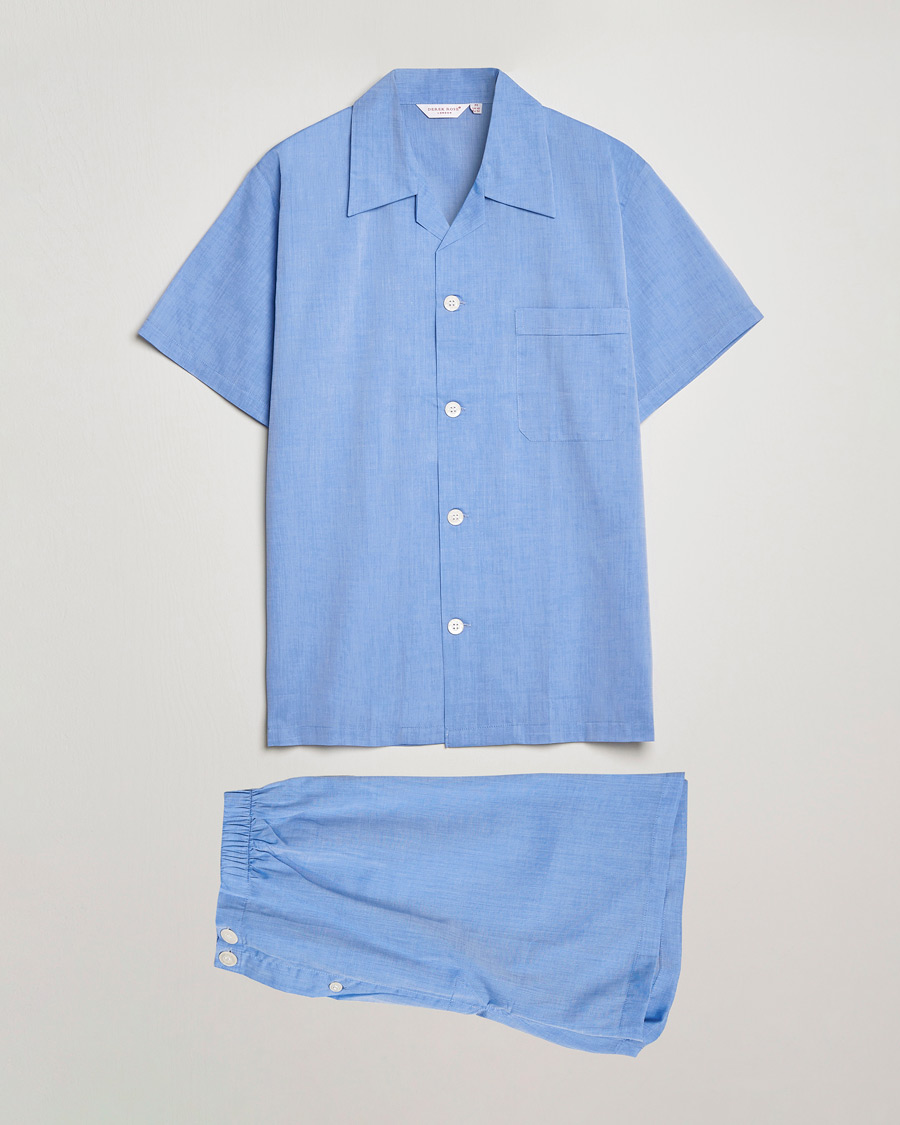 Herre | Pyjamas & Morgenkåber | Derek Rose | Shortie Cotton Pyjama Set Blue