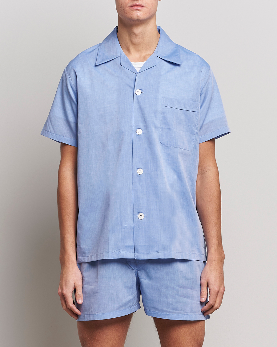 Herre | Tøj | Derek Rose | Shortie Cotton Pyjama Set Blue