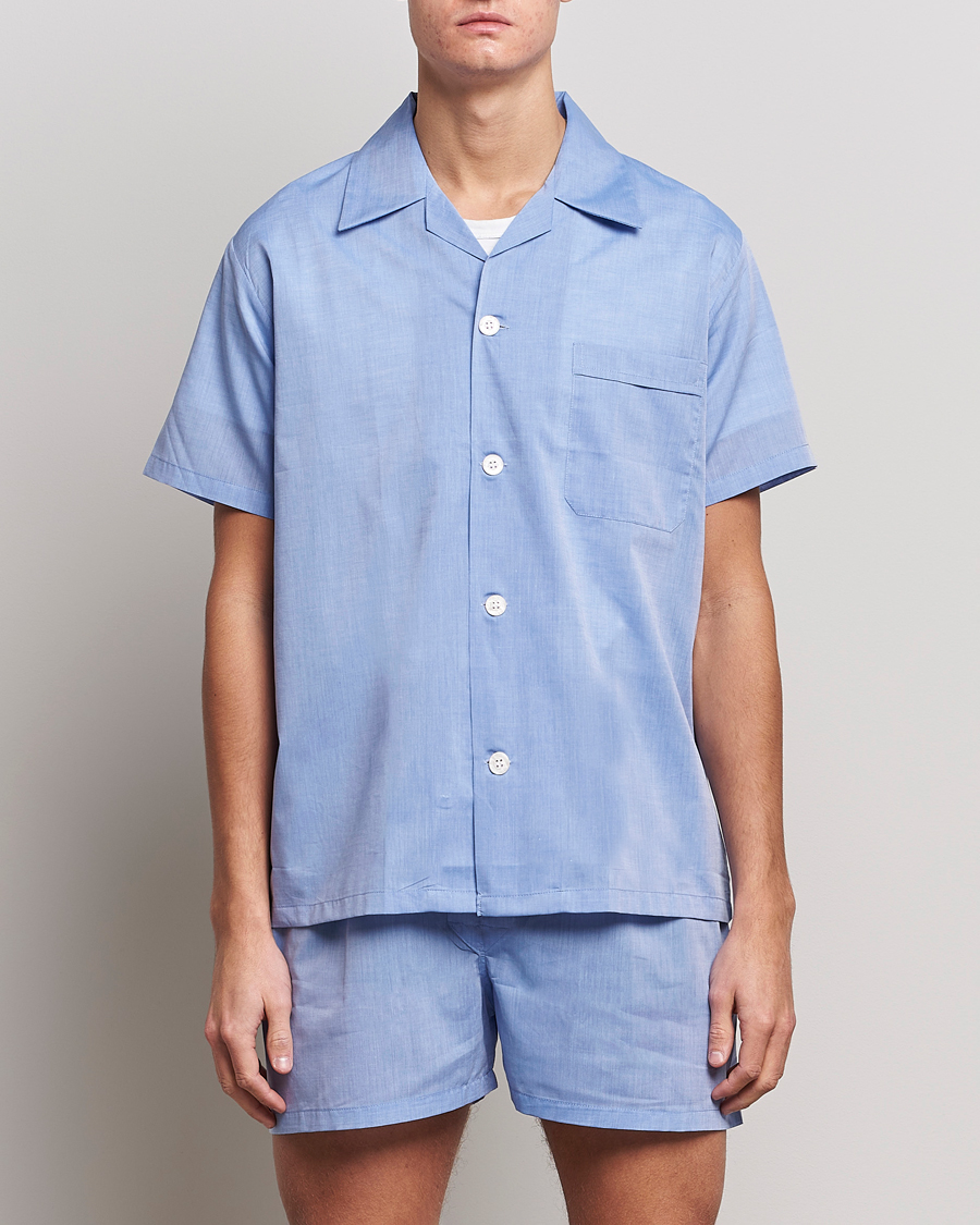 Herre | Nattøj | Derek Rose | Shortie Cotton Pyjama Set Blue