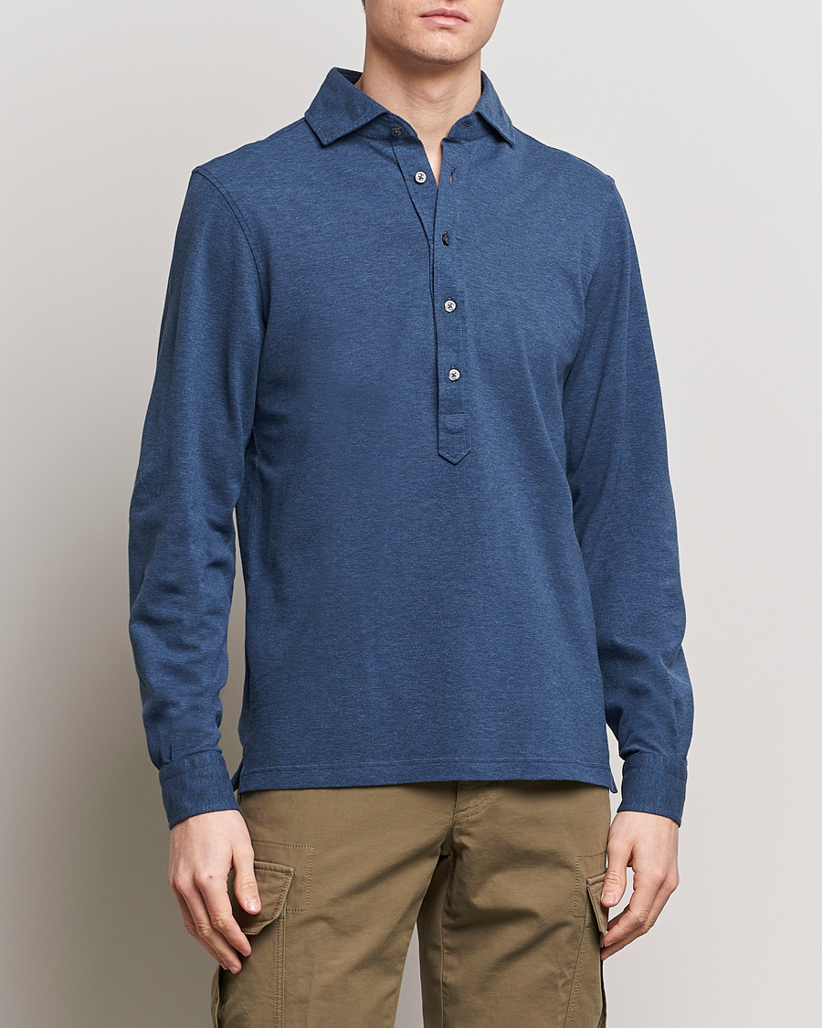 Herre | Italian Department | Gran Sasso | Popover Shirt Blue
