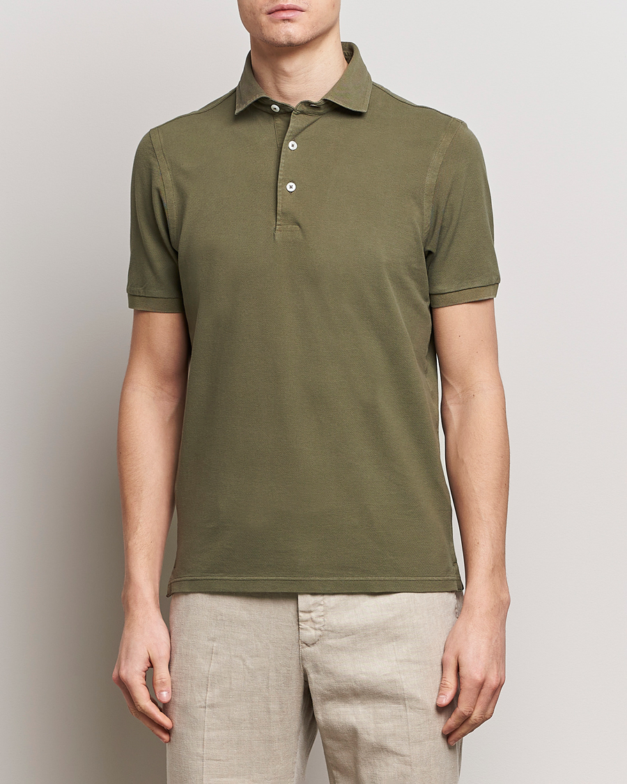 Herre | Kortærmede polotrøjer | Gran Sasso | Washed Polo Medium Green