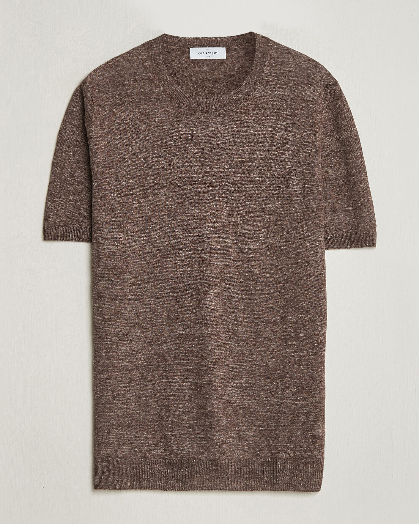 Herre | T-Shirts | Gran Sasso | Crew Neck Linen Tee Light Brown
