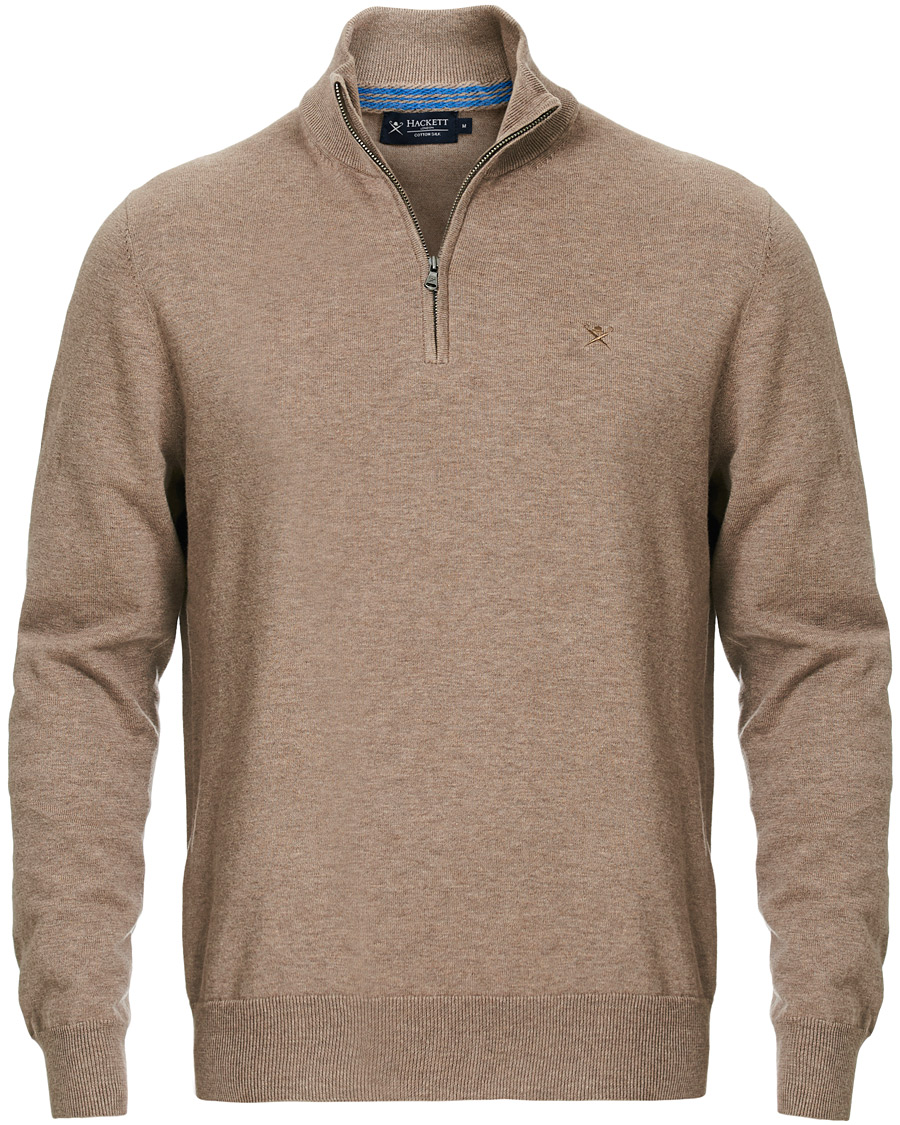 Herre | Trøjer | Hackett | Cotton/Silk Half -Zip Taupe