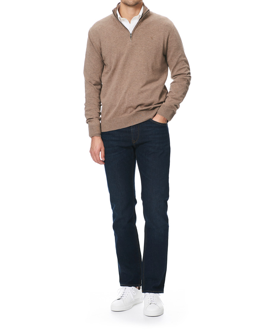 Herre | Trøjer | Hackett | Cotton/Silk Half -Zip Taupe