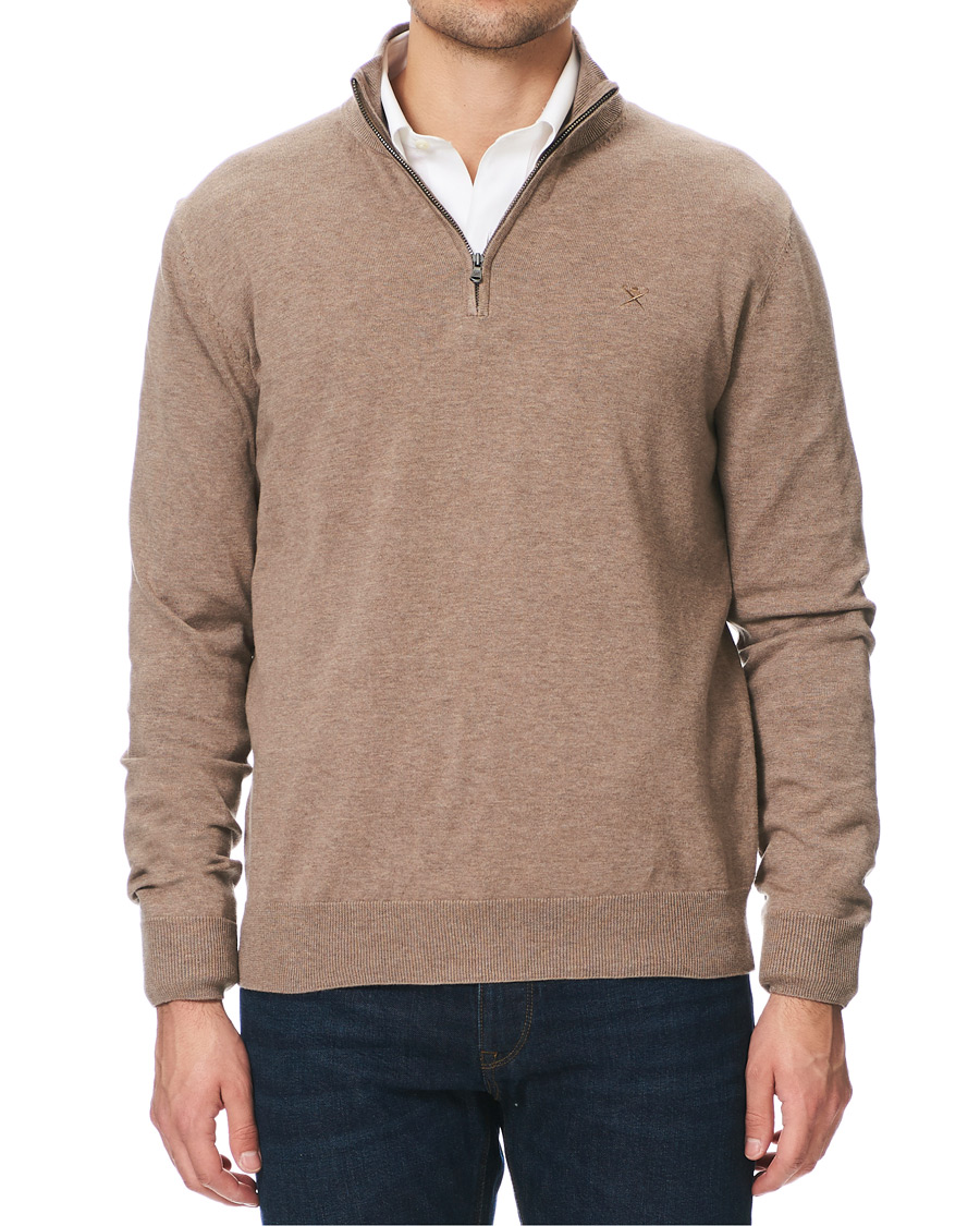 Herre | Trøjer | Hackett | Cotton/Silk Half -Zip Taupe
