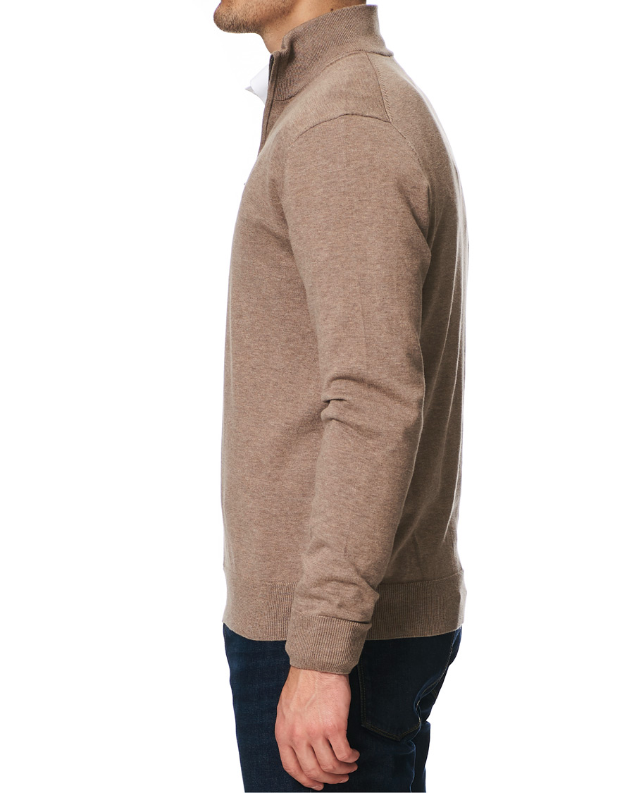 Herre | Trøjer | Hackett | Cotton/Silk Half -Zip Taupe